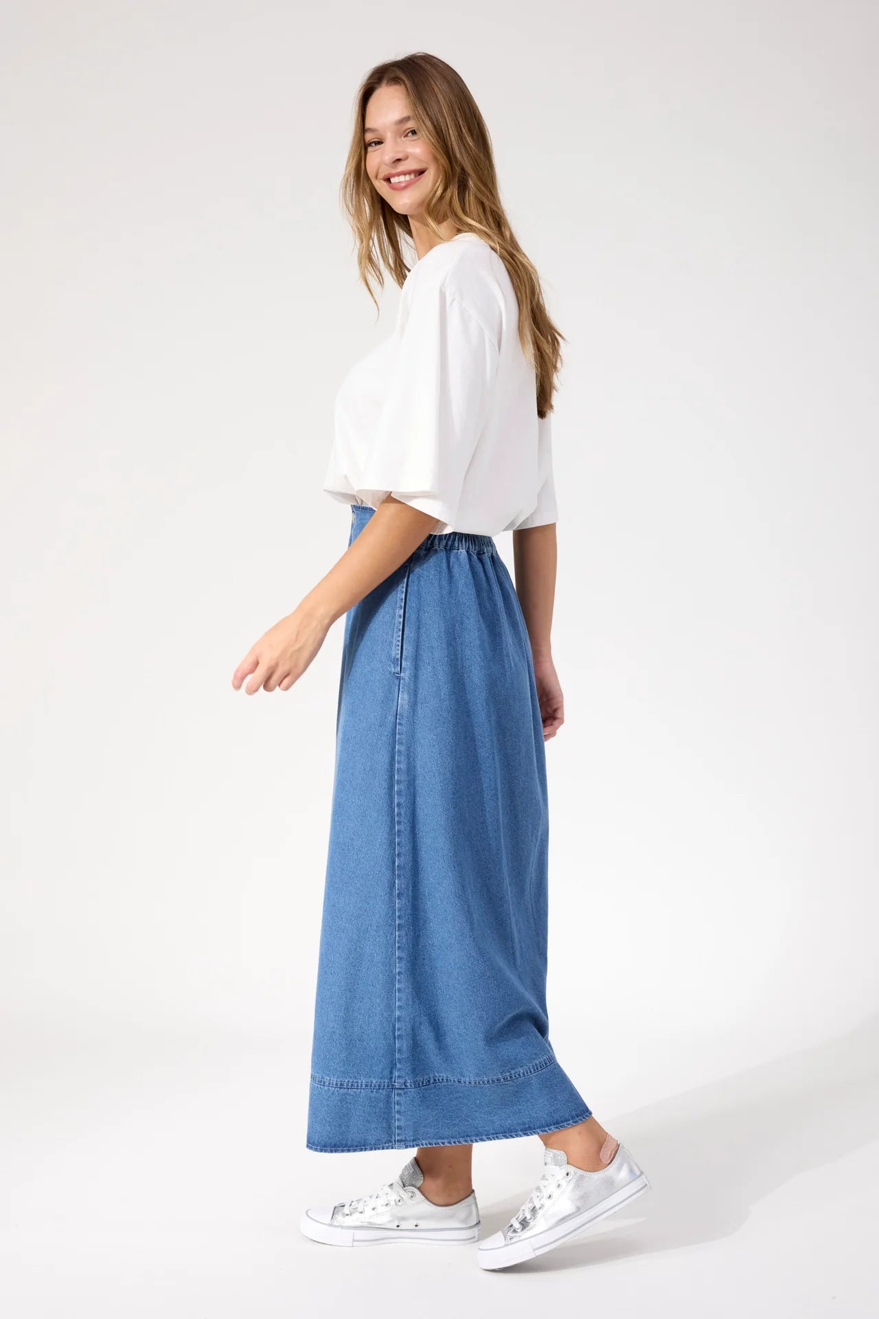 HAVEN - Denver Denim Skirt - Blue
