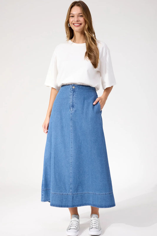 HAVEN - Denver Denim Skirt - Blue