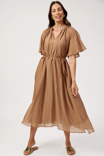 HAVEN - Kenya Midi Dress - Wheat