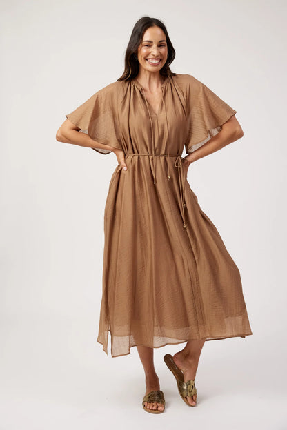 HAVEN - Kenya Midi Dress - Wheat