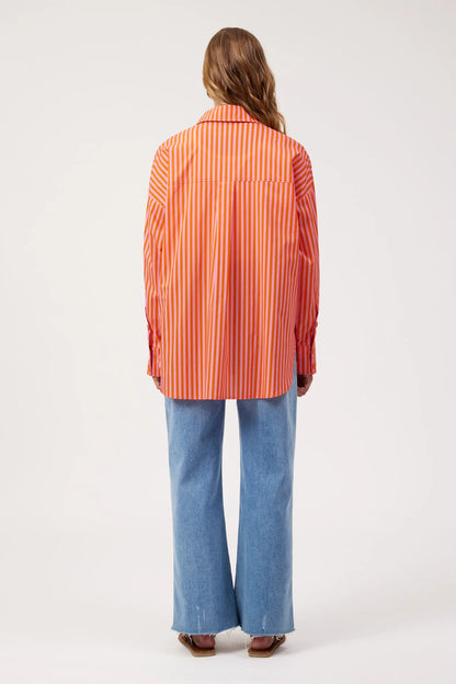 HAVEN - Mykonos Embroidered Stripe Shirt - Pink