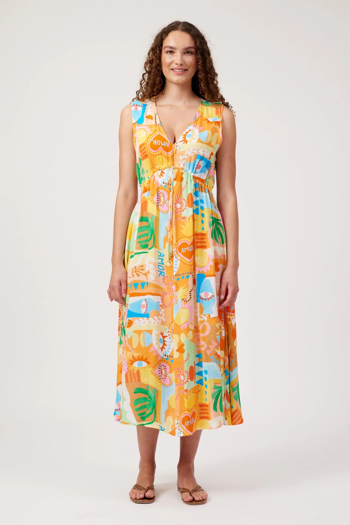HAVEN - Mykonos Tie Midi Dress - Mati