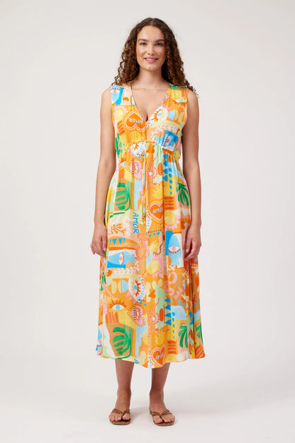 HAVEN - Mykonos Tie Midi Dress - Mati