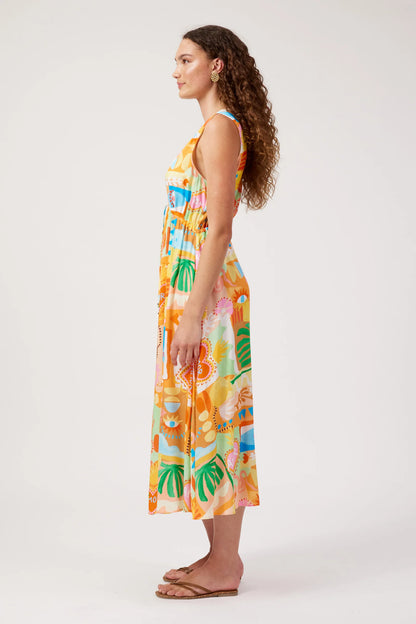 HAVEN - Mykonos Tie Midi Dress - Mati