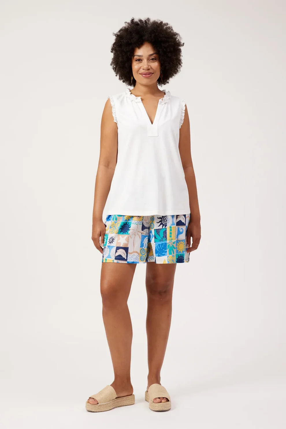 HAVEN - Athens Frill Tank - White