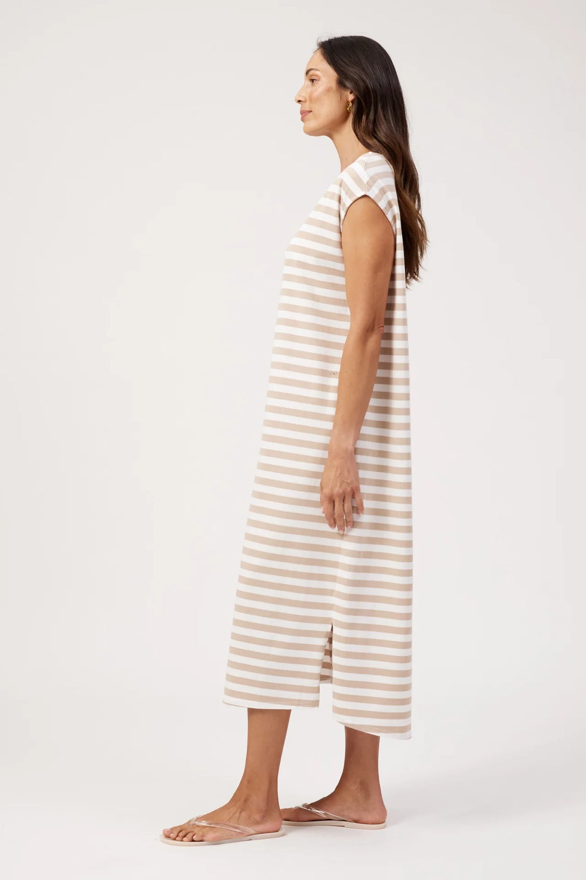 HAVEN - Kos Stripe Tshirt Dress - Sand