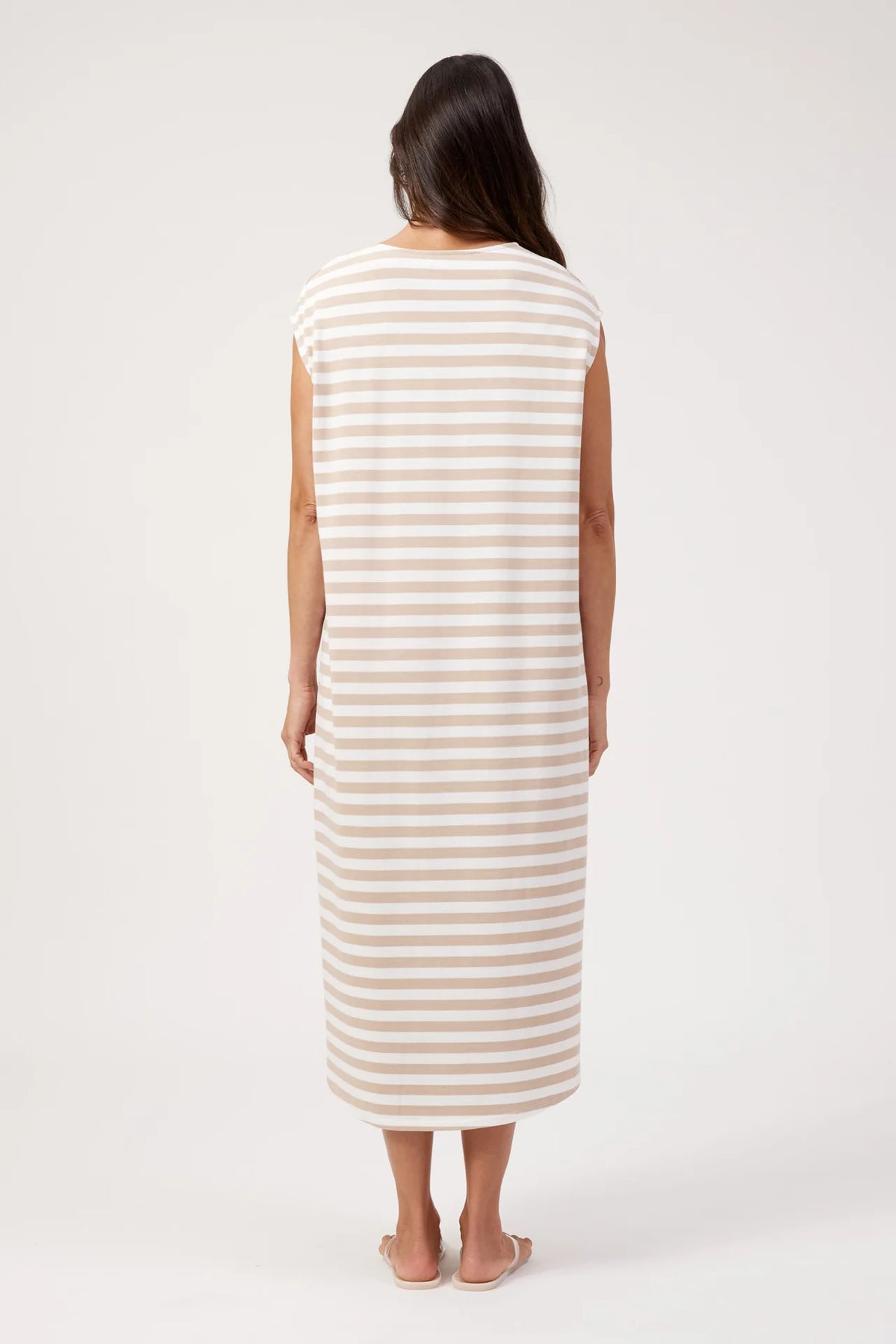 HAVEN - Kos Stripe Tshirt Dress - Sand