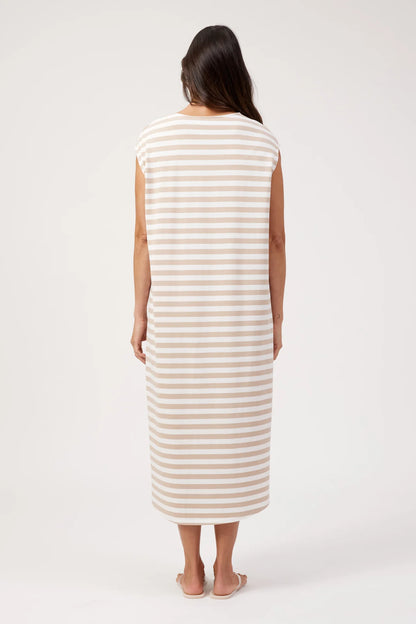 HAVEN - Kos Stripe Tshirt Dress - Sand