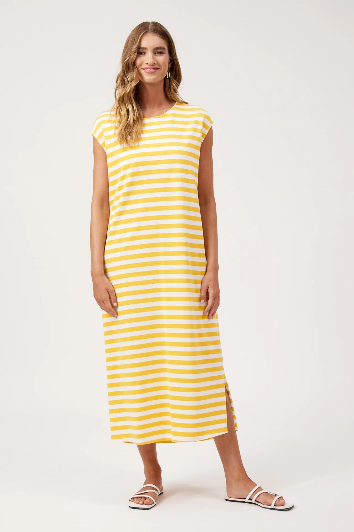 HAVEN - Kos Stripe Tshirt Dress - Yellow