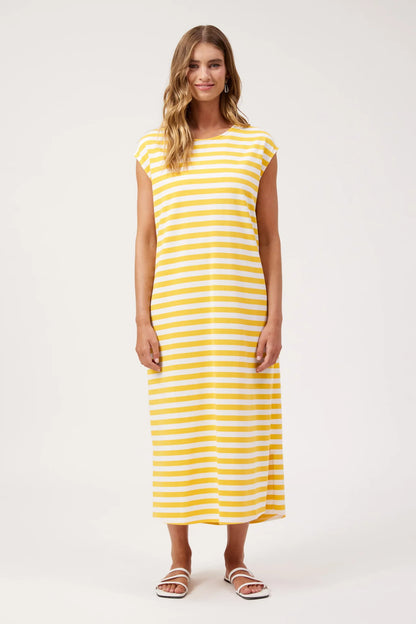 HAVEN - Kos Stripe Tshirt Dress - Yellow