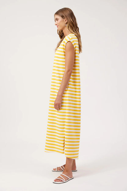 HAVEN - Kos Stripe Tshirt Dress - Yellow