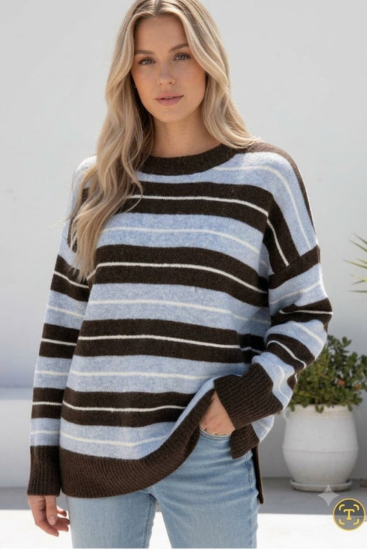 Jelly Stripe Knit - Blue/Choc