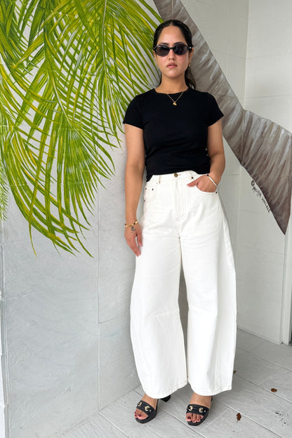 Mia Barrel Leg Jeans - White