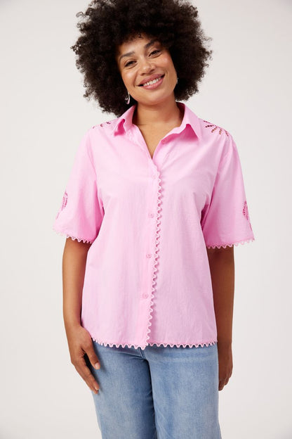 HAVEN - Larissa Broderie Shirt - Pink