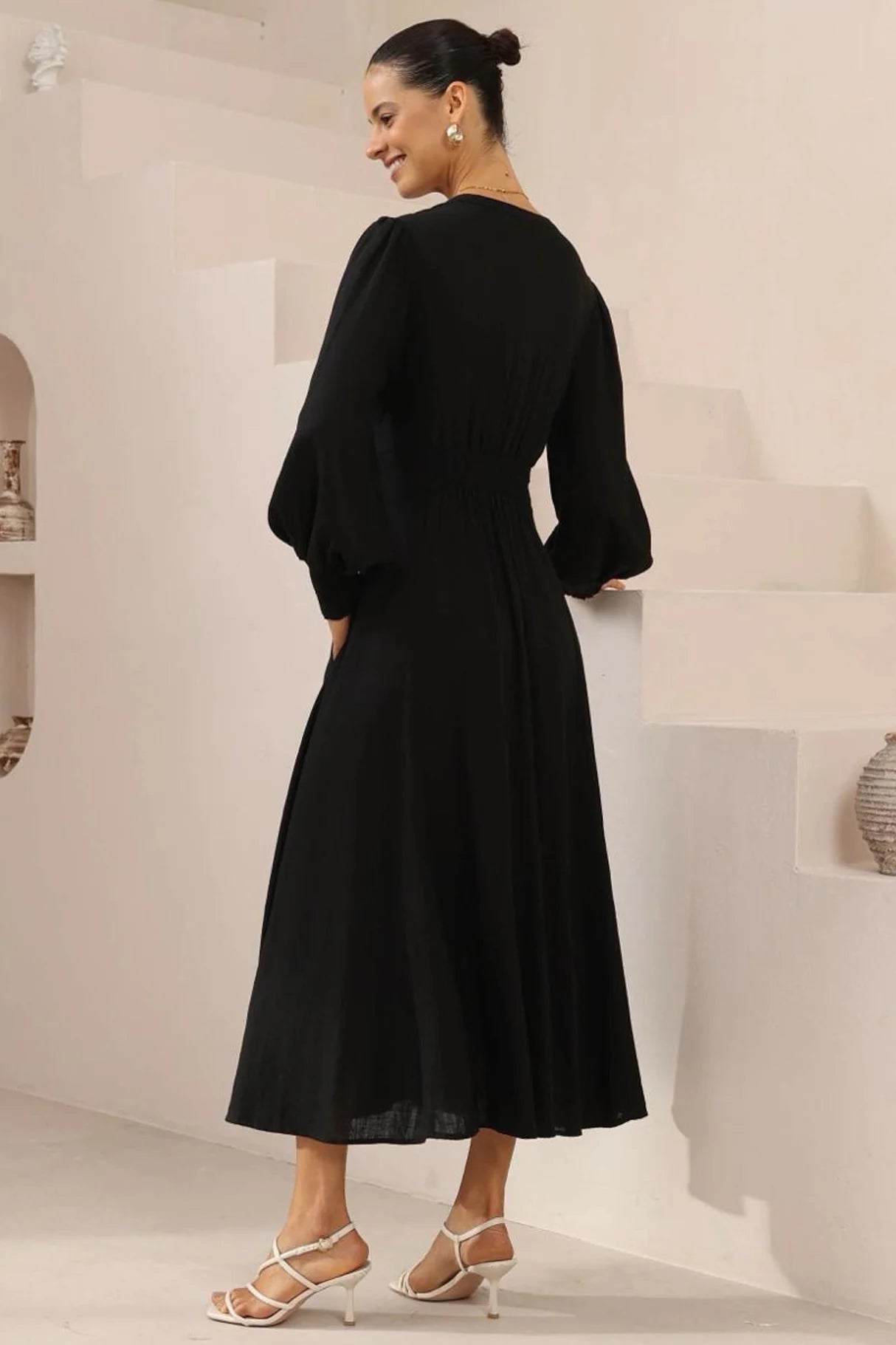 Freya Midi Dress - Ebony