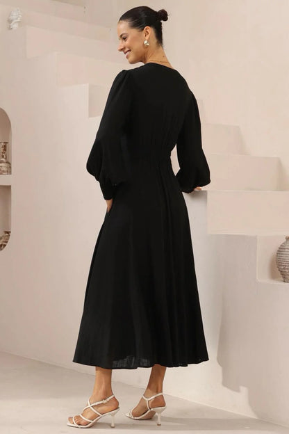 Freya Midi Dress - Ebony
