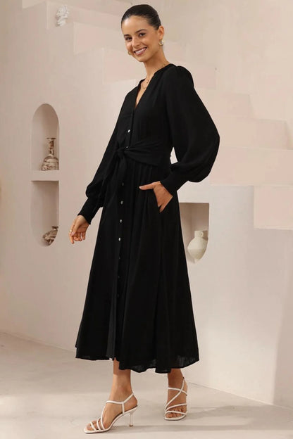 Freya Midi Dress - Ebony