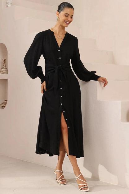 Freya Midi Dress - Ebony