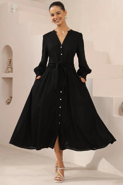 Freya Midi Dress - Ebony