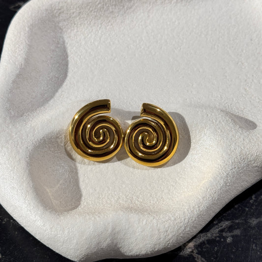 Gold Swirl Stud Earrings