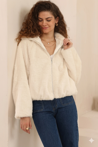 Savina Faux Fur Jacket - Cream