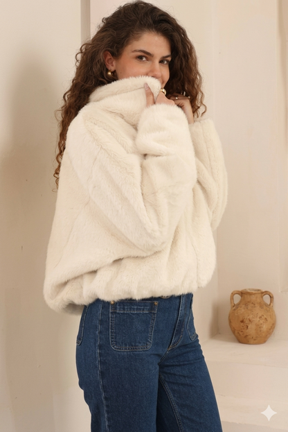 Savina Faux Fur Jacket - Cream