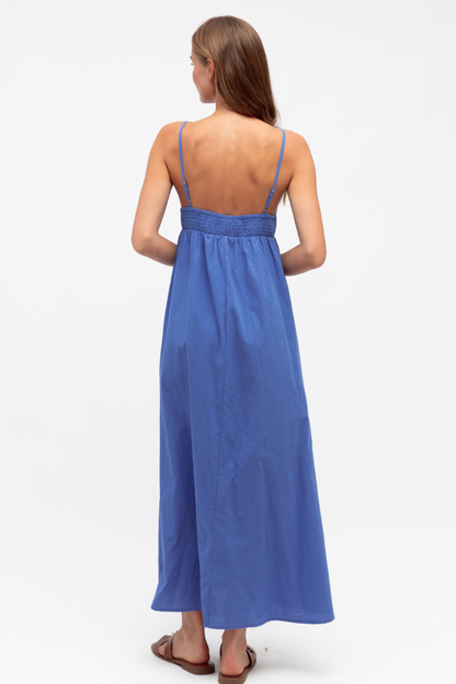 Del Mar Embroidered Maxi - Cobalt