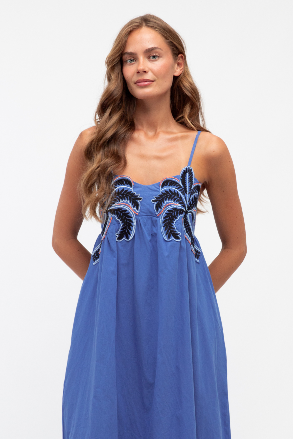 Del Mar Embroidered Maxi - Cobalt