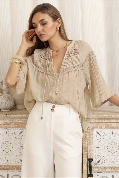 Estelle Boho Blouse - Sand