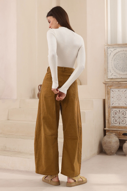 Lola Cord Barrel Pant - Camel