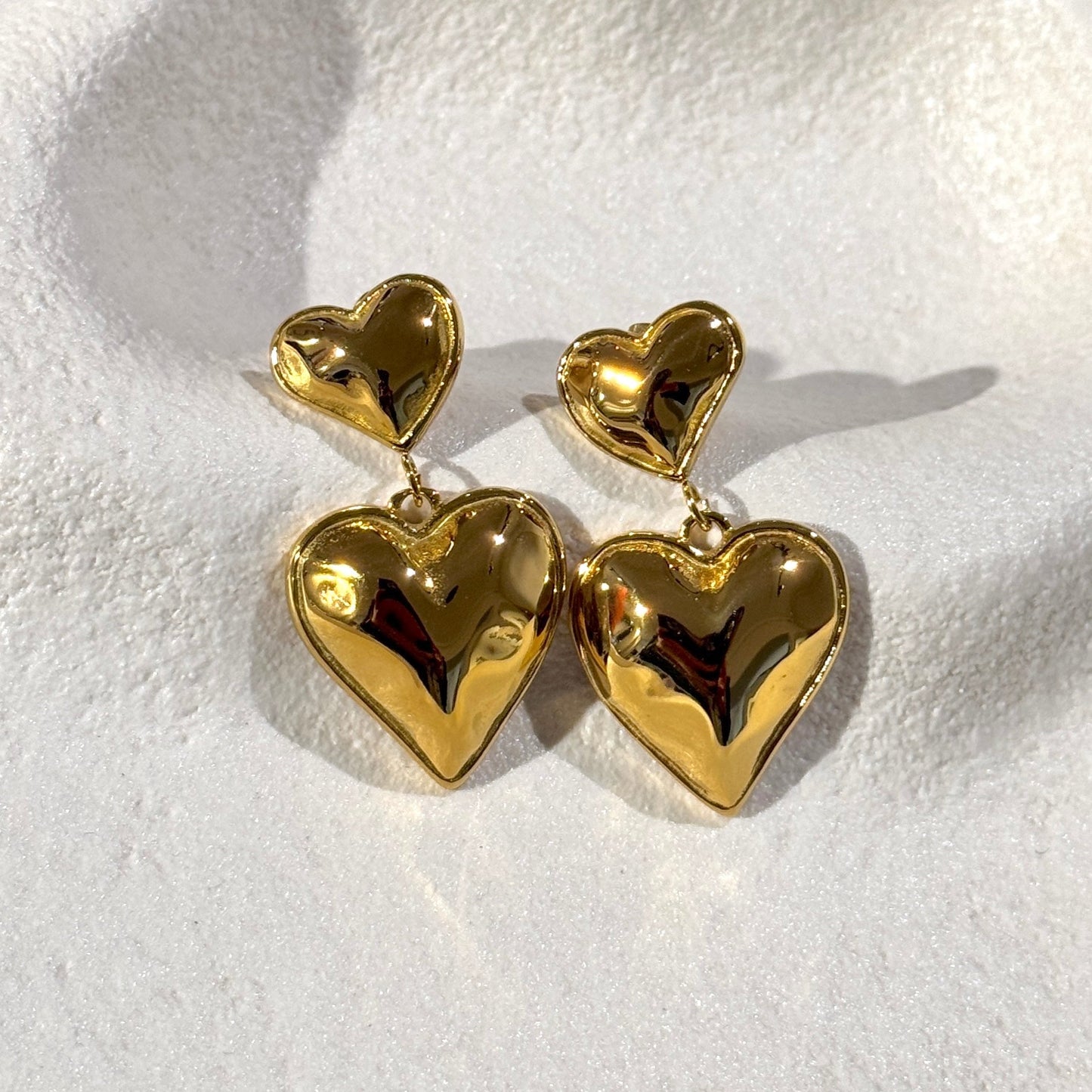 Double Heart Drop Earrings