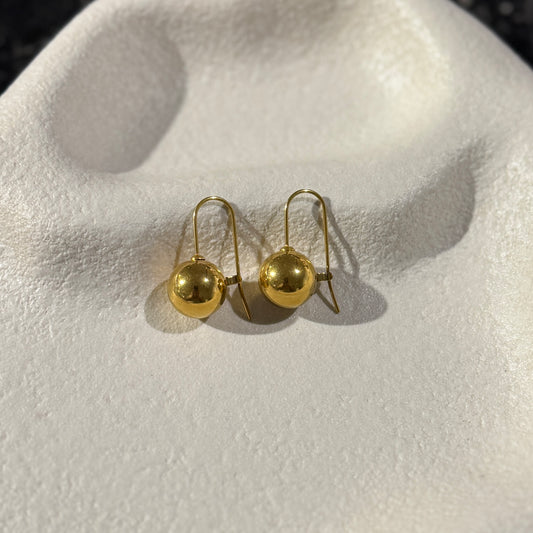 Gold Sphere Drop Earrings