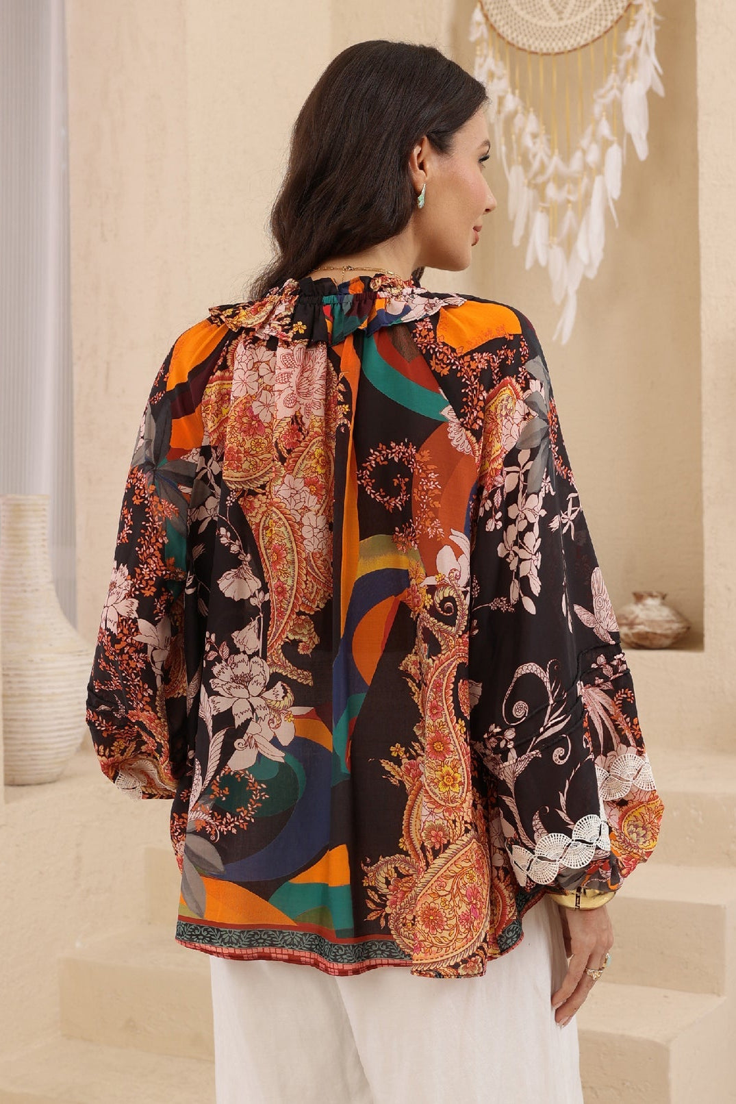 Sabbia Blouse - Black/multi