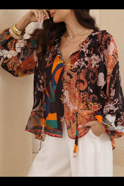 Sabbia Blouse - Black/multi