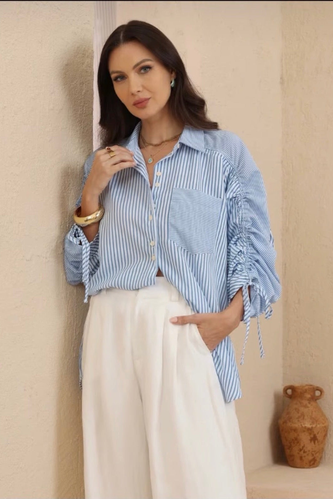 Amara Shirt - Blue Stripe