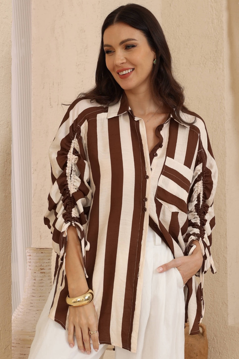 Amara Shirt - Cocoa Stripe