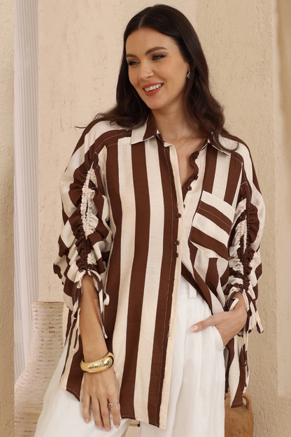 Amara Shirt - Cocoa Stripe