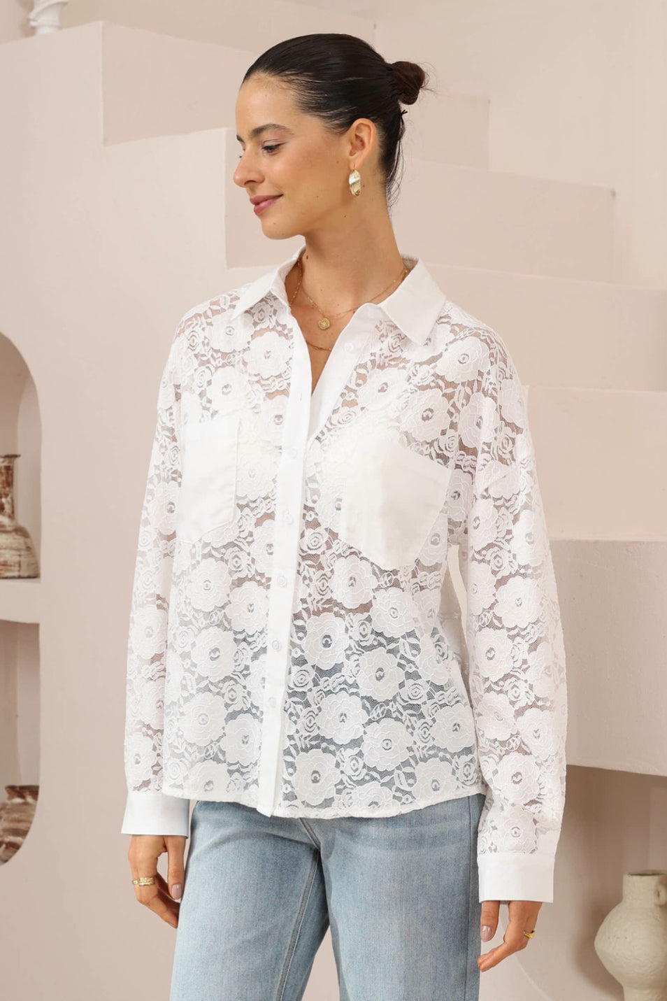 Volare White Lace Shirt