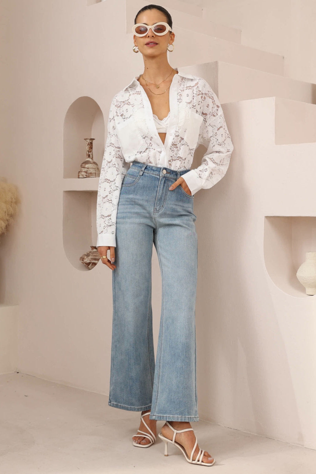 Volare White Lace Shirt