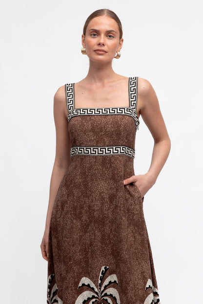 Tropical Mosaic Maxi Dress - Coconut Husk