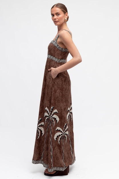 Tropical Mosaic Maxi Dress - Coconut Husk
