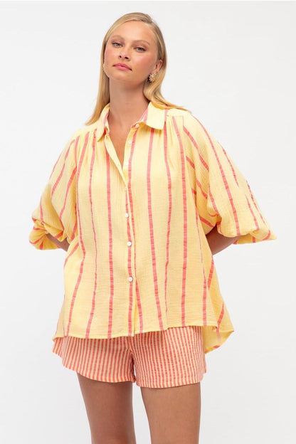 Fine Pin Stripe Short - Yellow/Orange