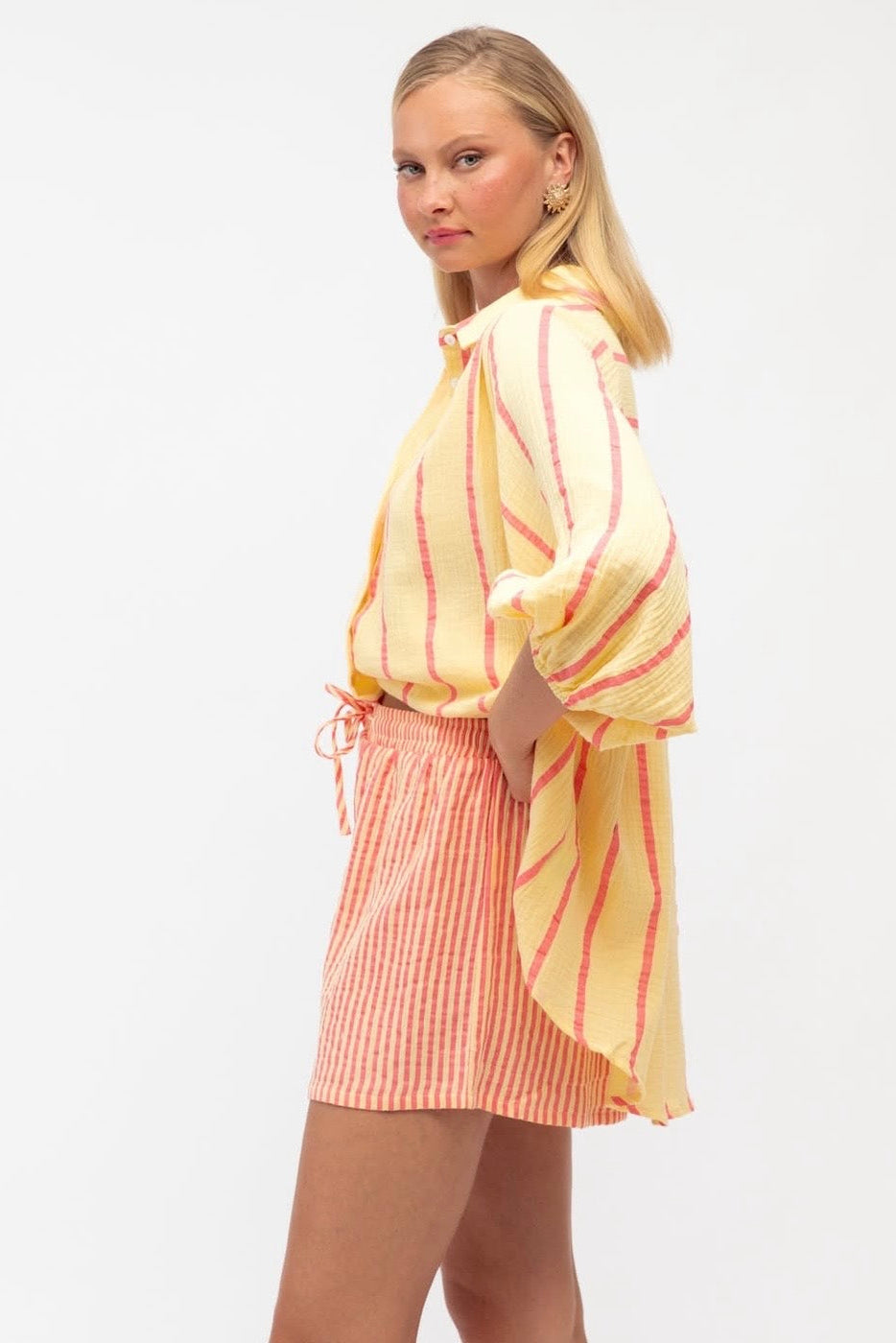 Fine Pin Stripe Short - Yellow/Orange
