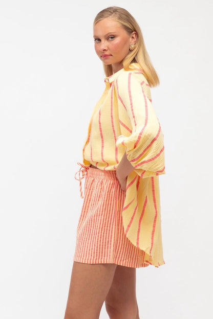 Fine Pin Stripe Short - Yellow/Orange
