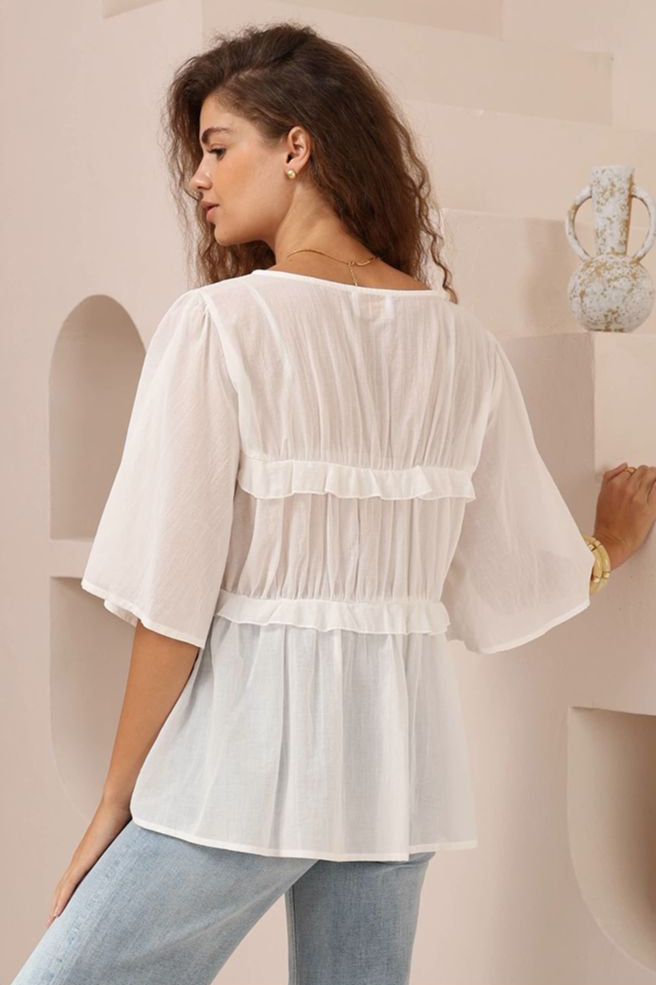 Cali Tie Front Top - White