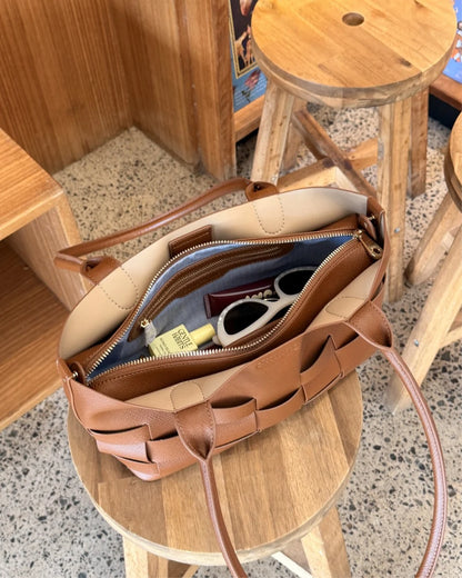 ELMS + KING - Kenley East-West Bag - Tan Saffiano