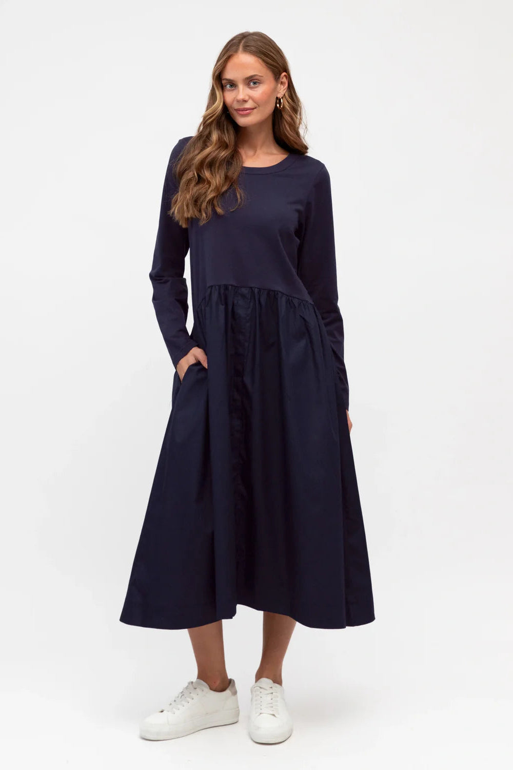 Vienna Spliced Dress - Navy