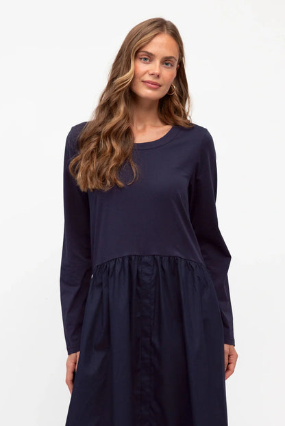 Vienna Spliced Dress - Navy
