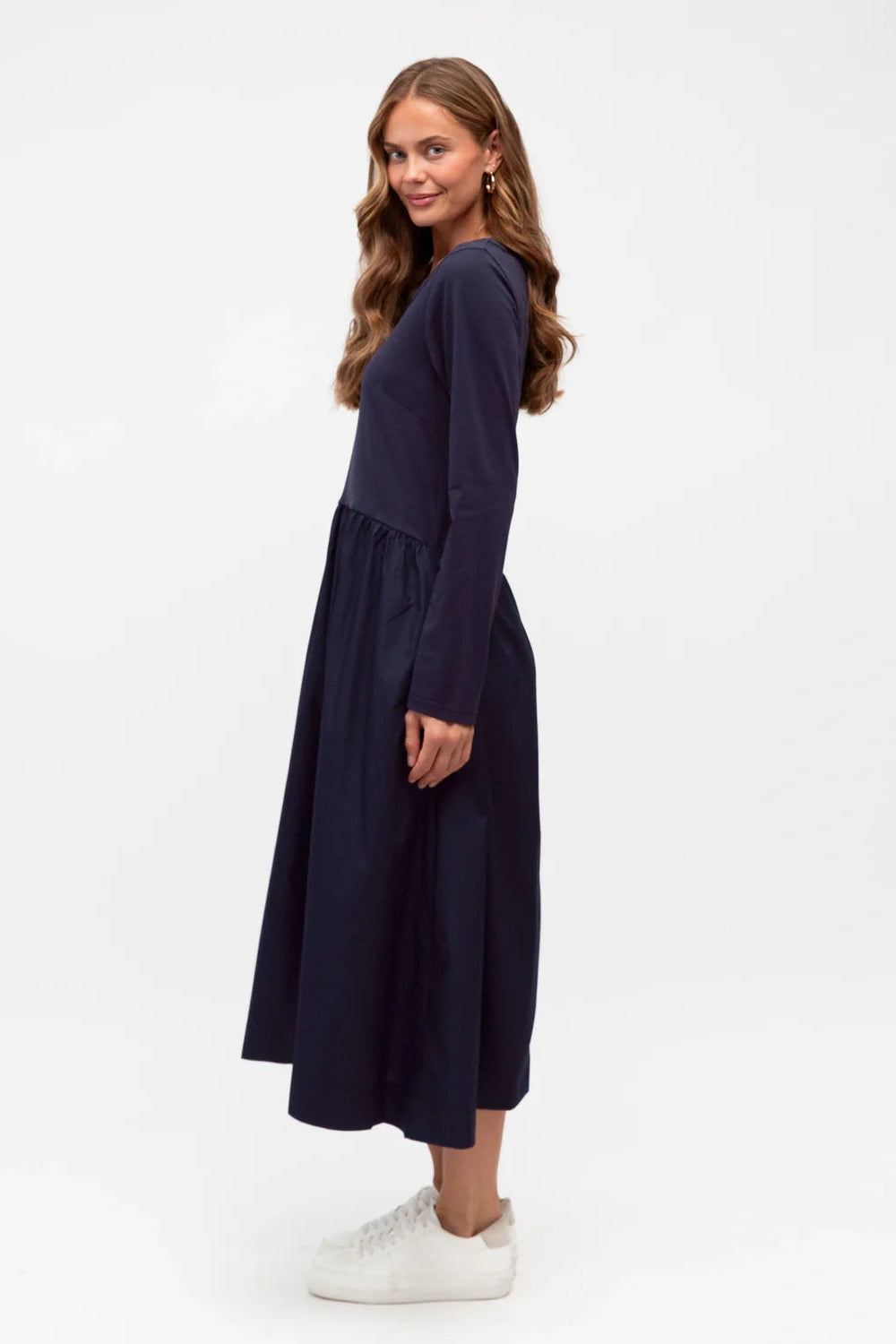 Vienna Spliced Dress - Navy