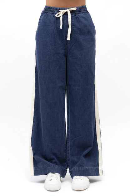 Sporty Chic Pants - Dark Denim